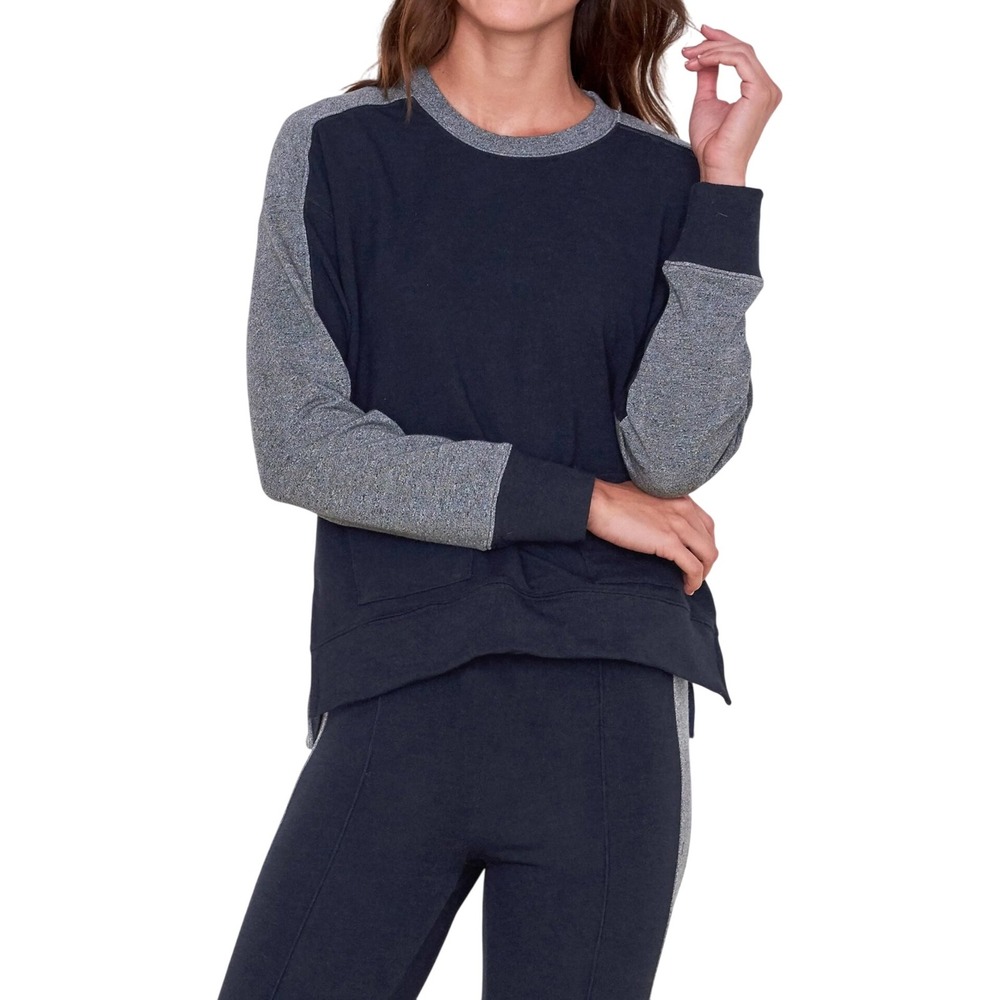 Sundry Colorblock Sweatshirt Gray Navy‎ Patch Pocket Pullover Size Large